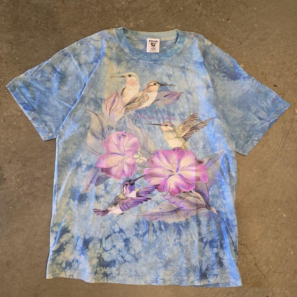 90’s Tie Dye Hummingbird Hummer Time Shirt Women’s Large Polar